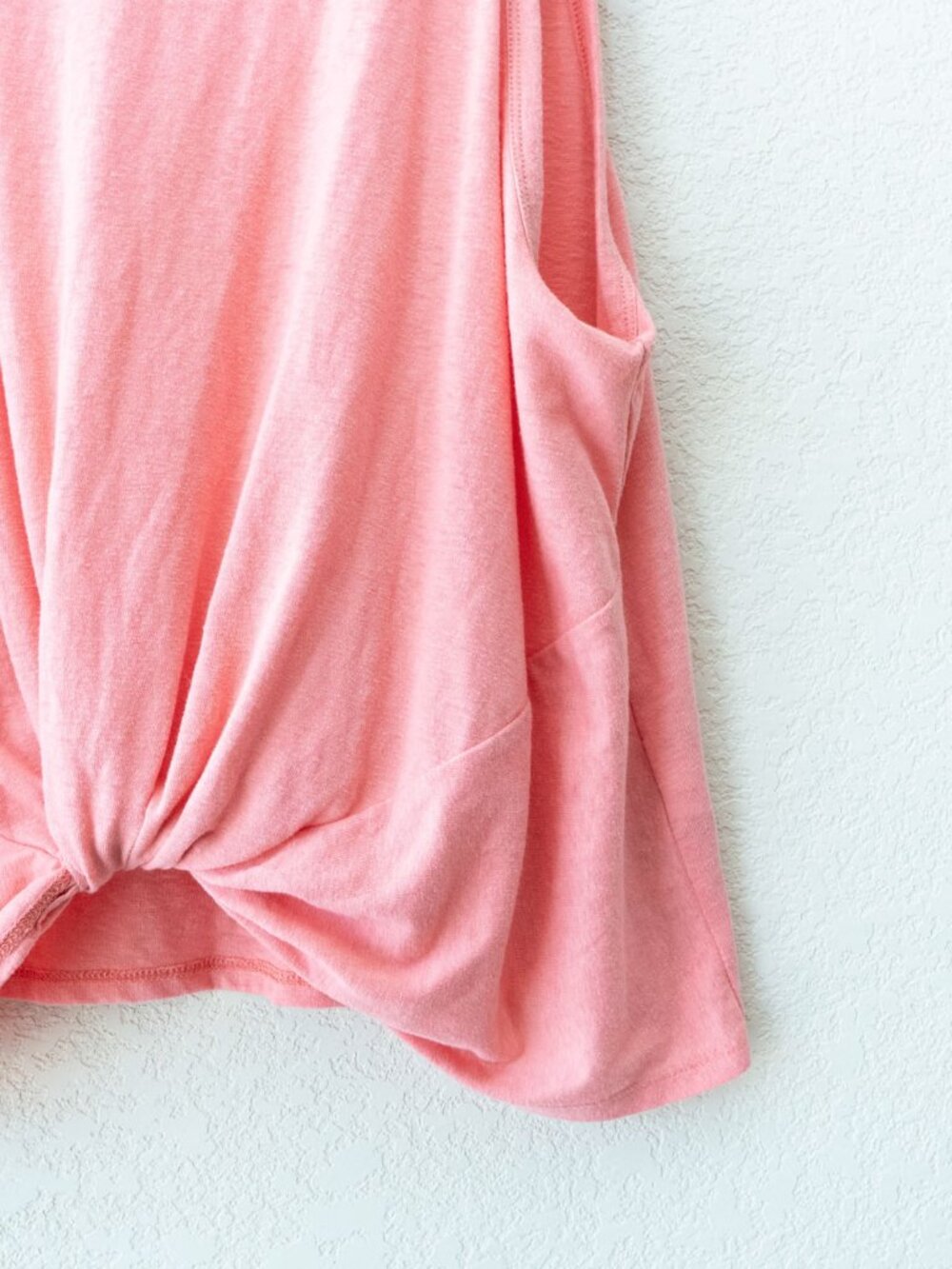 J Crew Womens L Coral Pink Twist Front Tank Top Slub Knit Sleeveless Relaxed - Picture 8 of 14
